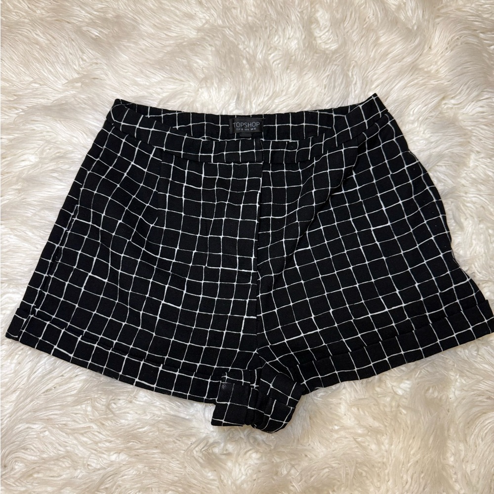 Topshop Grid Pattern High Waist Shorts